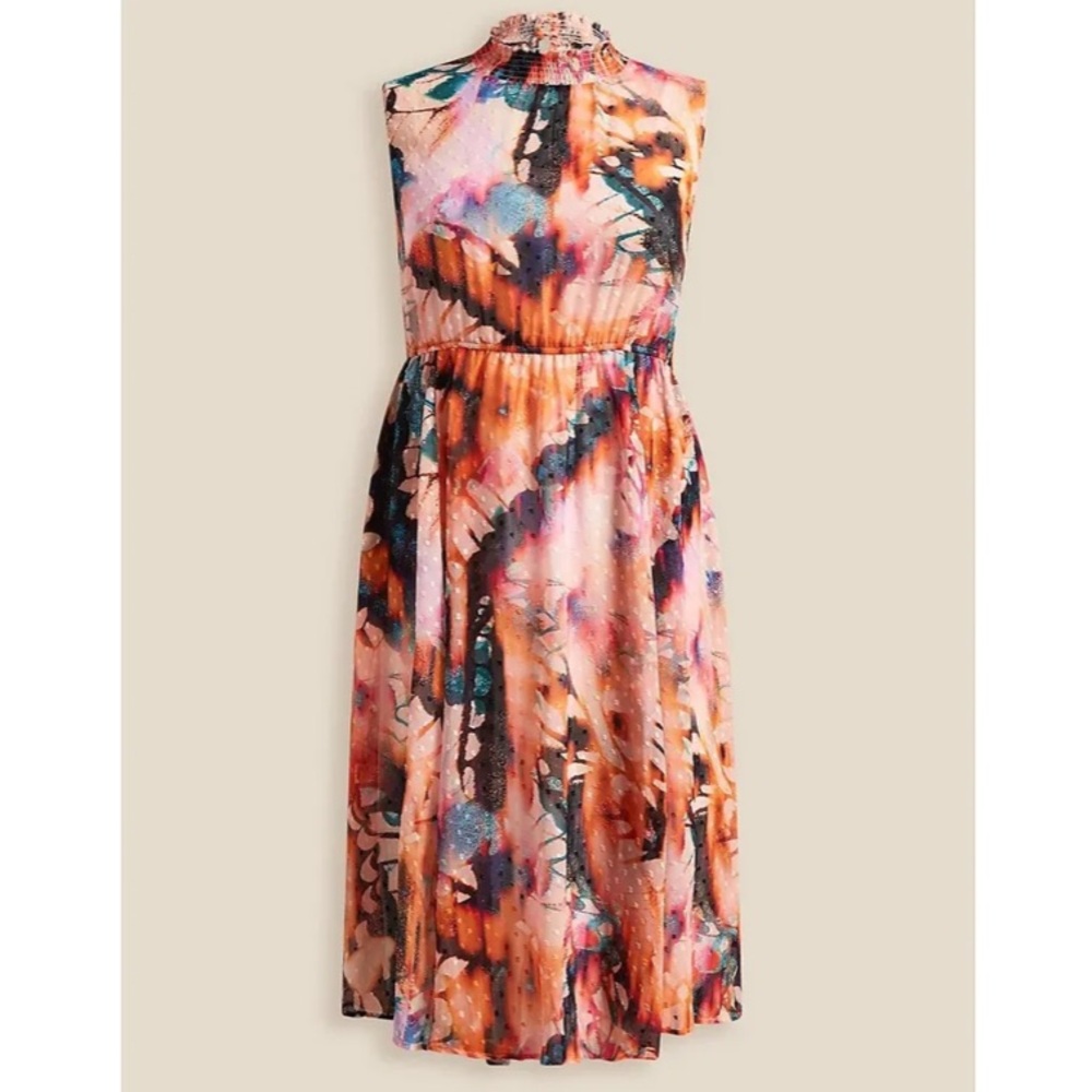 Torrid Plus Size 2 Midi Clip Dot Mock Neck Butterfly Fairy Chiffon Party Dress